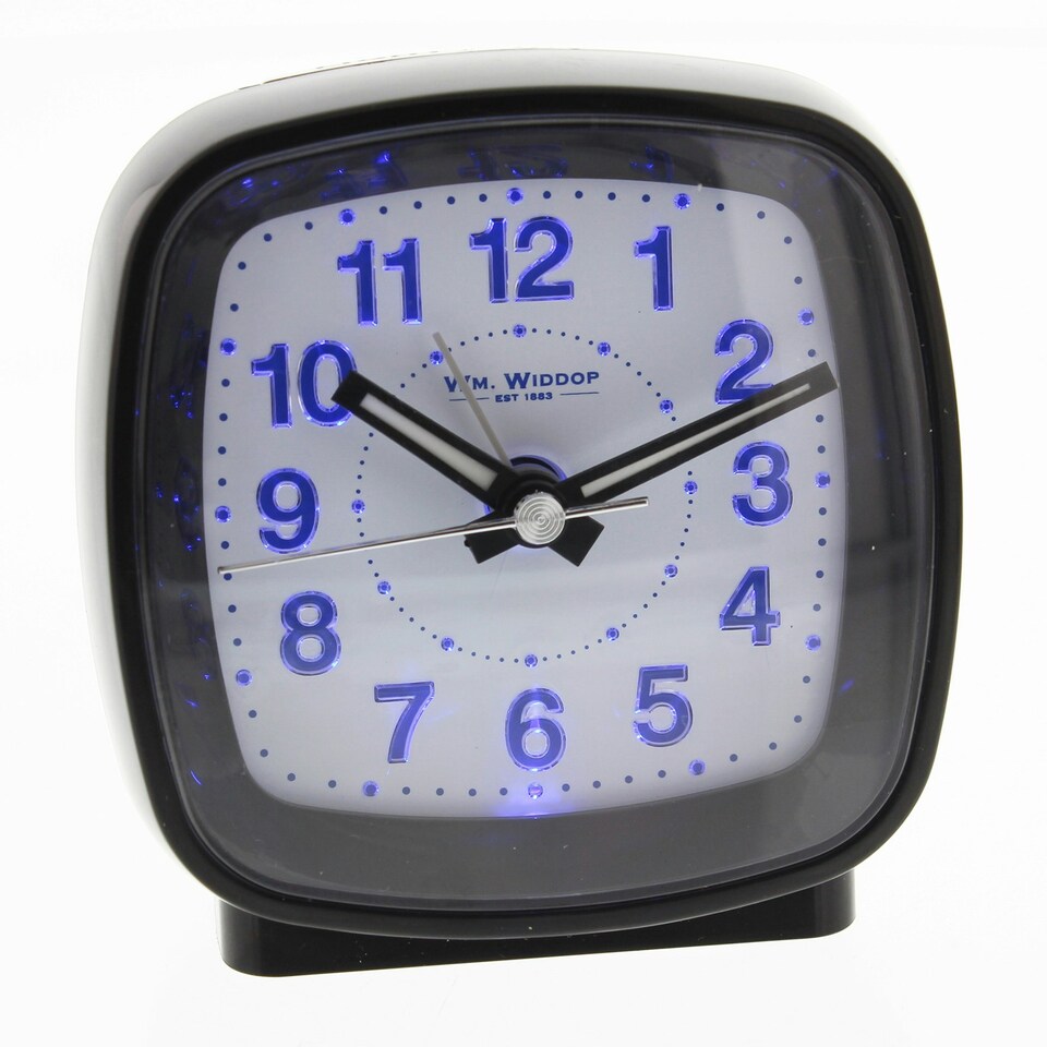 image 1 of Hometime Cushion Shape Alarm Clock Sweep/Cres Black Black