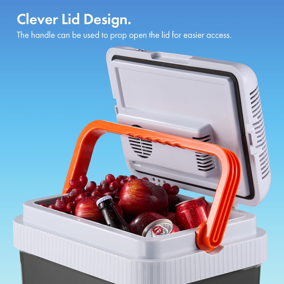 image 1 of Vonshef 24L Electric Cool Box, Insulated Cooler with Hot Cold Function | Black | White & Orange