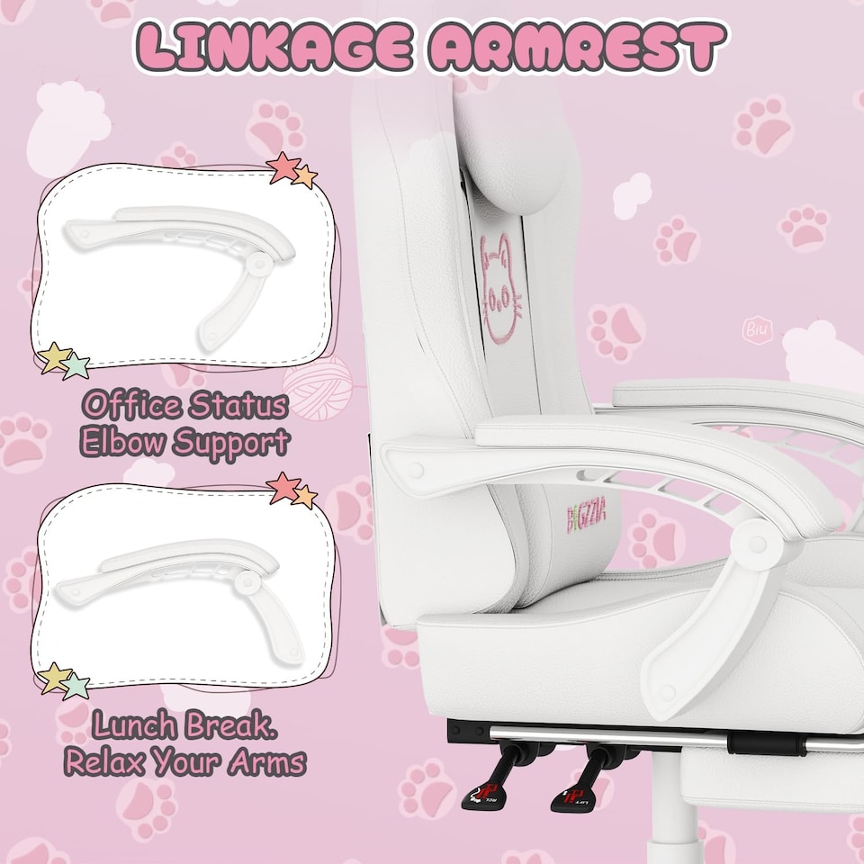 image 1 of Rattantree Ergonomic Gaming Chair with Massage Support & Footrest