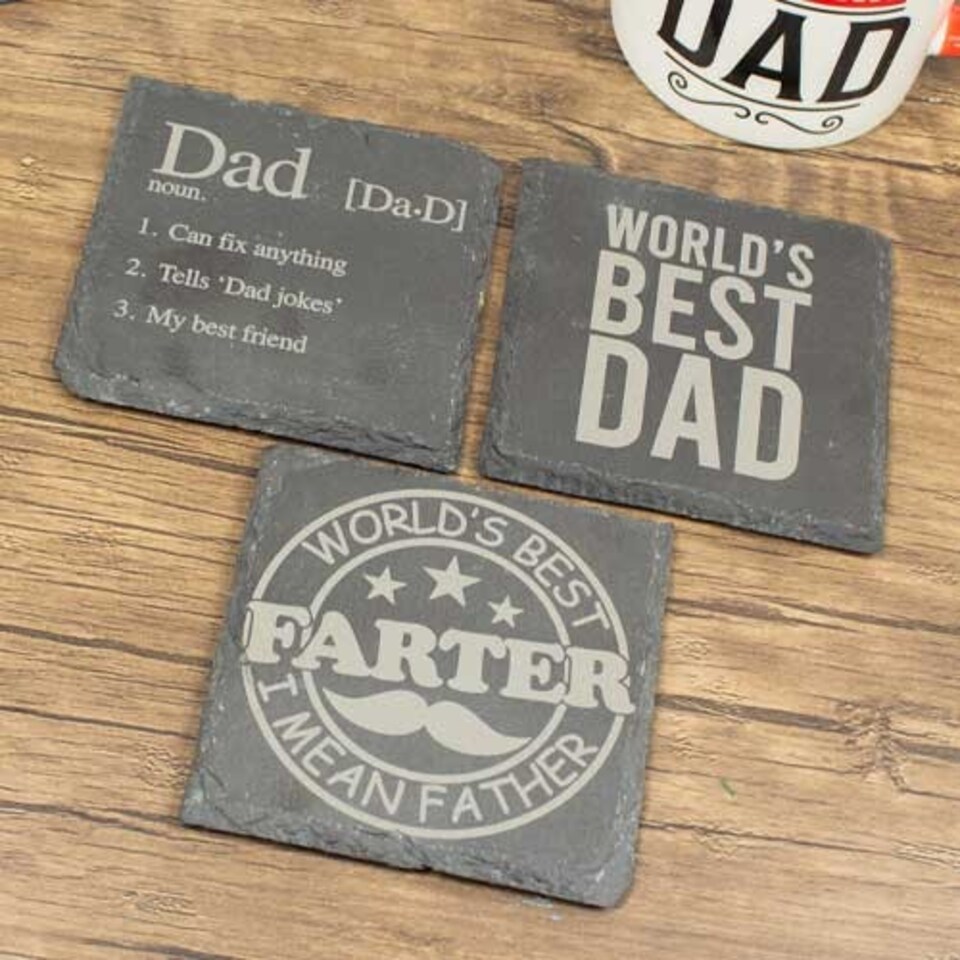image 1 of World's Best Dad Slate Coaster
