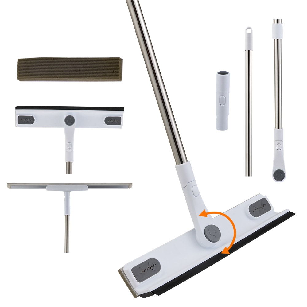 Living and Home Window Squeegee Cleaner with Extended Long Handle | White