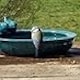 image 2 of Bird Bath Ceramic Round (Petrol Blue)
