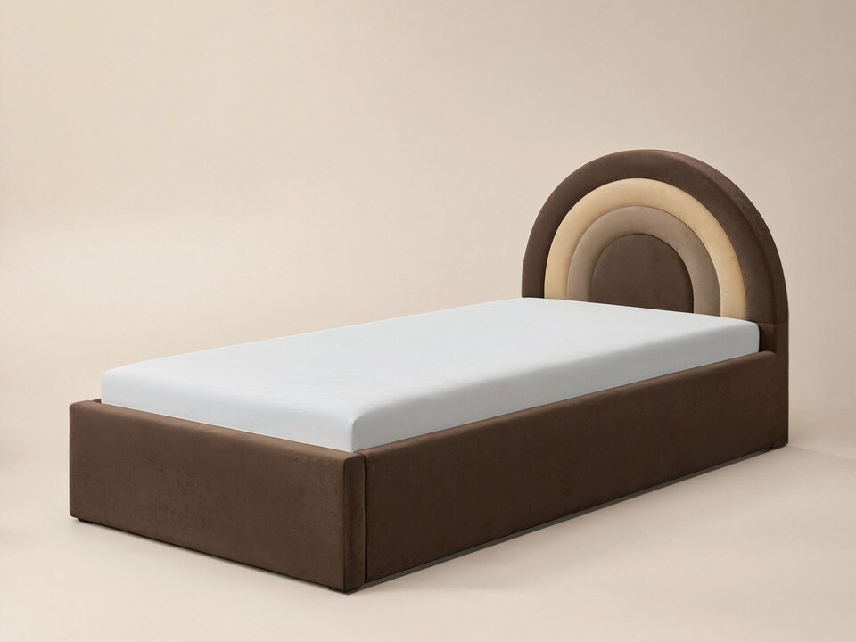image 1 of Flair Ava Single Velvet Ottoman Bed Brown