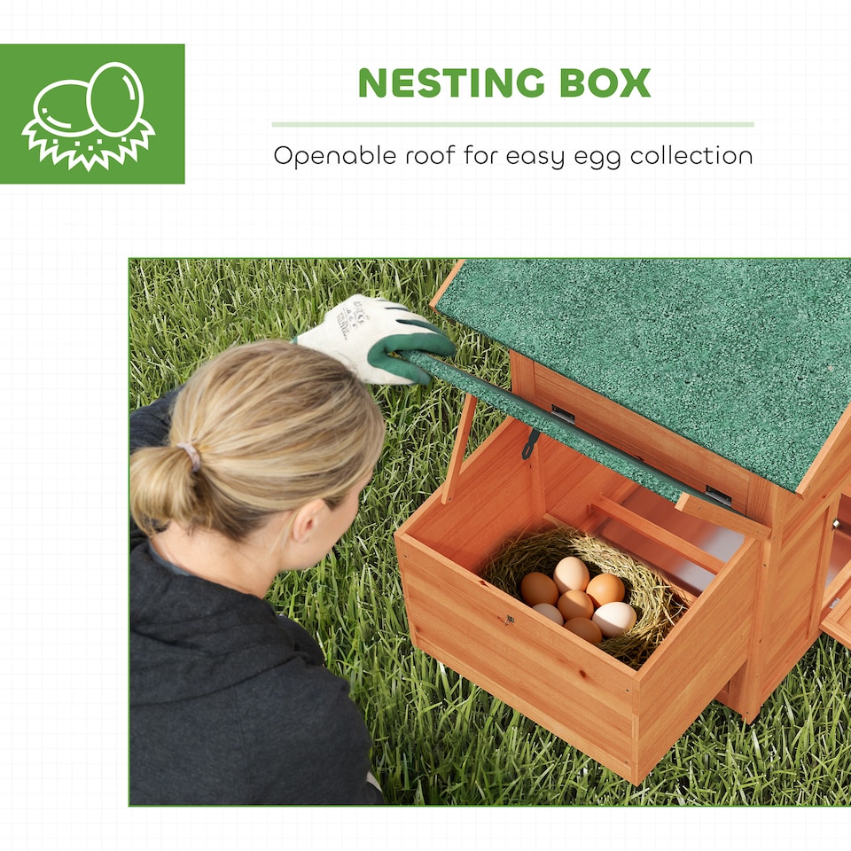 image 1 of PawHut Chicken Coop, Wooden Hen House with Nesting Box, Pull-Out Tray | Orange | 113.5 L cm x 67.5 W cm x 95.5 H cm