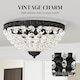 image 3 of HOMCOM Crystal Chandelier Ceiling Light with 168 Octagonal Beads, Vintage 2-Light Flush Mount Ceiling Light for Living Room, Bedroom, Hallway, Dining Room, Black | Black