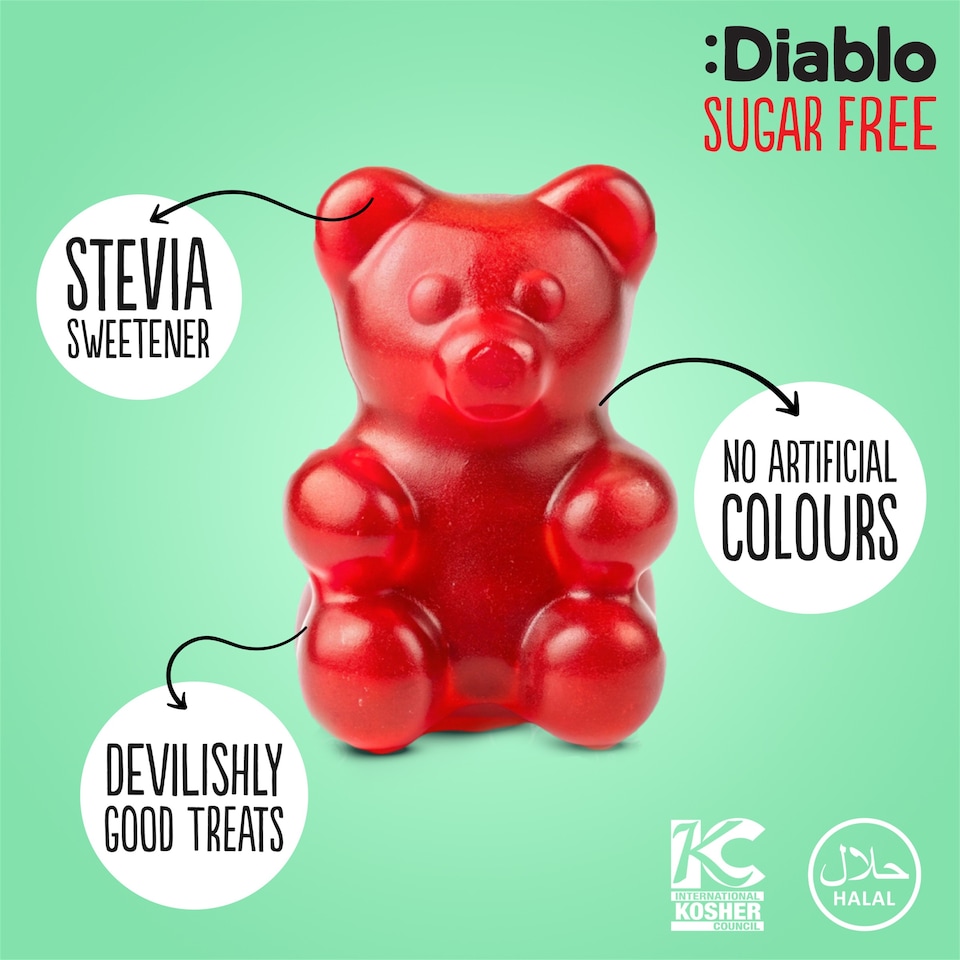 image 1 of Diablo Sugar Free Gummy Bears 75g 3 Pack