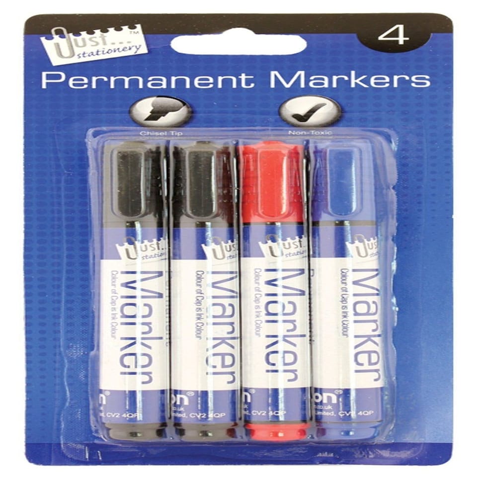 image 1 of Just Stationery Chisel Tip B/C Permanent Marker (Pack of 4)