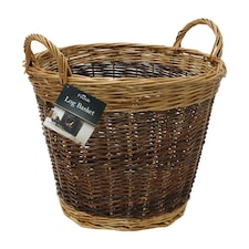 JVL Two Tone Willow Log Basket Medium, 50x40cm | Brown