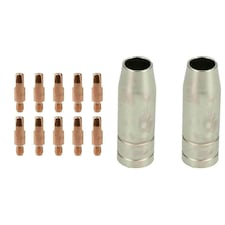 2 shroud & 10 x 1.0mm Round Contact Tips MIG Welding Binzel Style MB15 Torch
