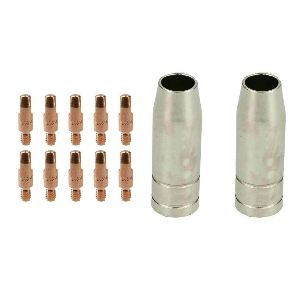 image 1 of 2 shroud & 10 x 1.0mm Round Contact Tips MIG Welding Binzel Style MB15 Torch