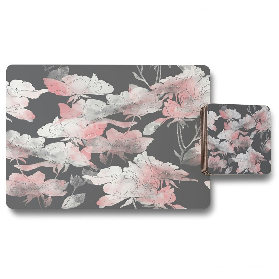 image 1 of Imprints flowers and leaves of wild rose (Placemat & Coaster Set)
