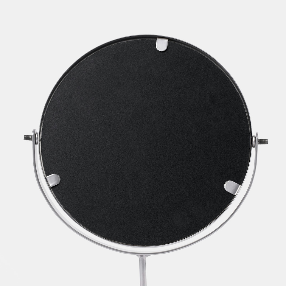 image 1 of OHS Round Freestanding Table Top Stainless Steel Bathroom Vanity Mirror, 27x19cm - Silver