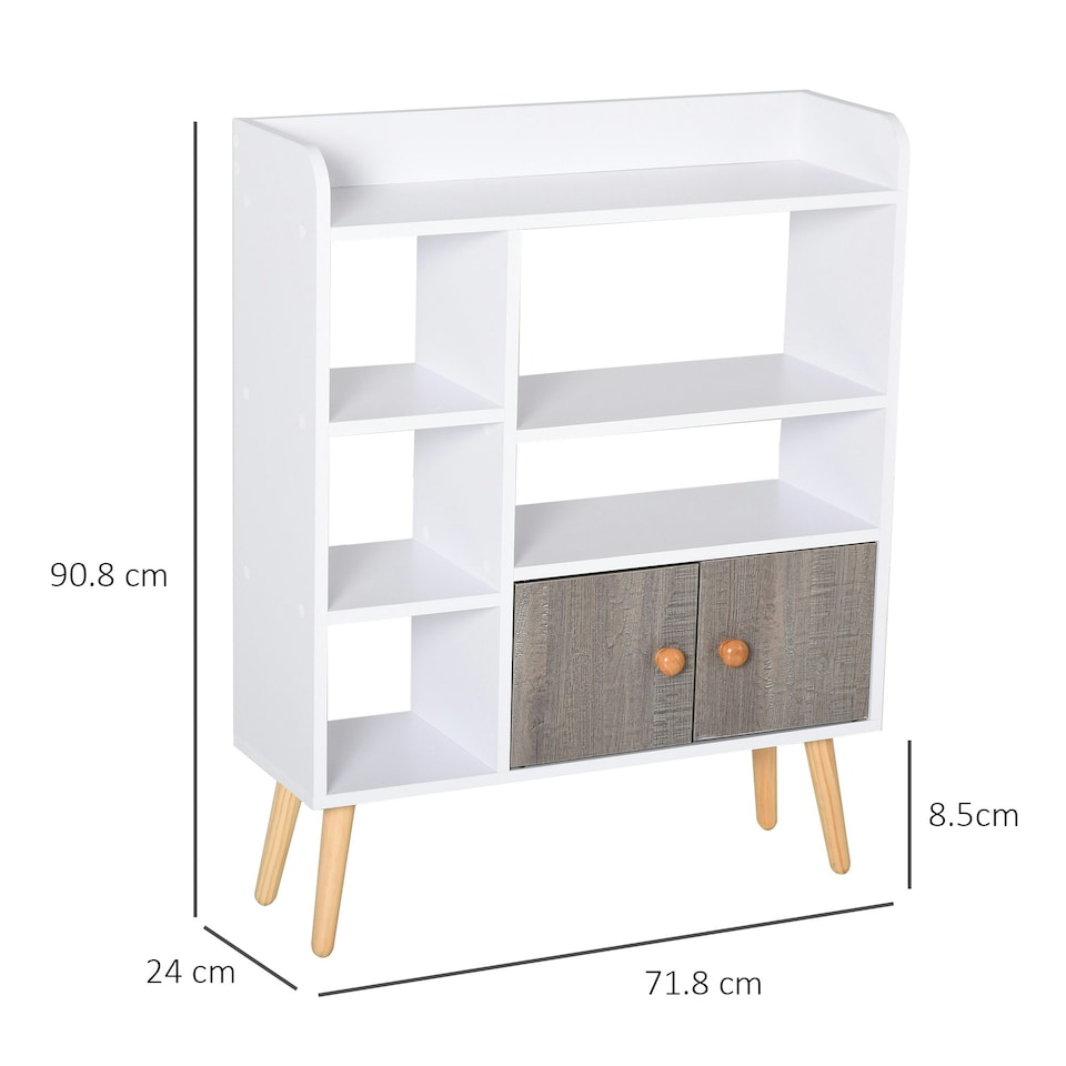 image 1 of HOMCOM Multi-Shelf Bookcase Freestanding Storage Cabinet Shelves Wood Grey