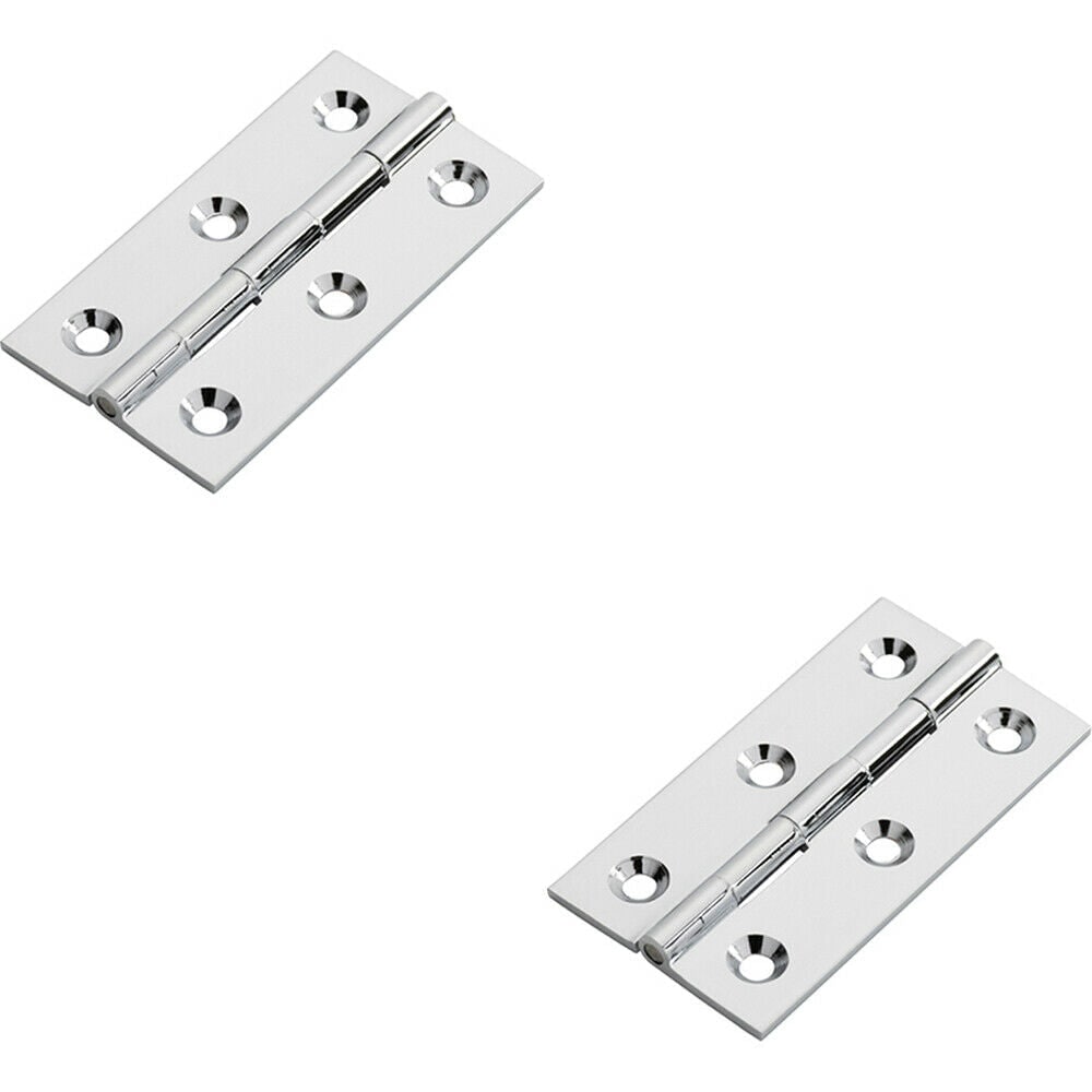 Loops 2x PAIR 64 x 35 x 2mm Cabinet Hinge Polished Chrome Small Cupboard Door