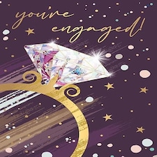 Words 'n' Wishes You're Engaged Card, Engagement Ring & Gold Foil Design, UK Made