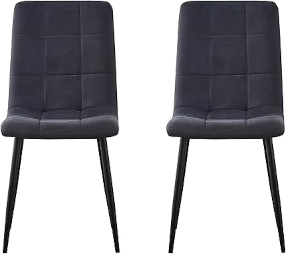 image 1 of Set of 2 Faux Suede Leather Dining Chairs Henri Black by MCC Direct