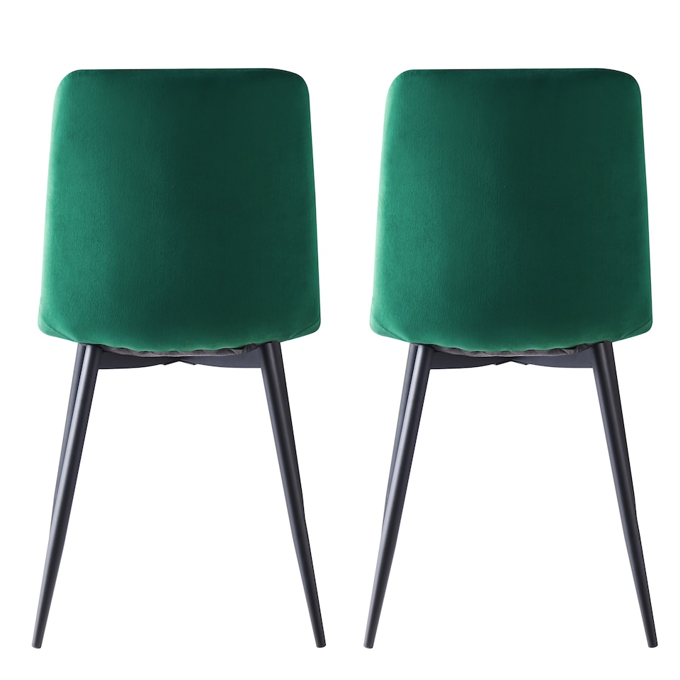 image 1 of Set of 4 Lexi Velvet Fabric Dining Chairs with Metal Legs Green by MCC