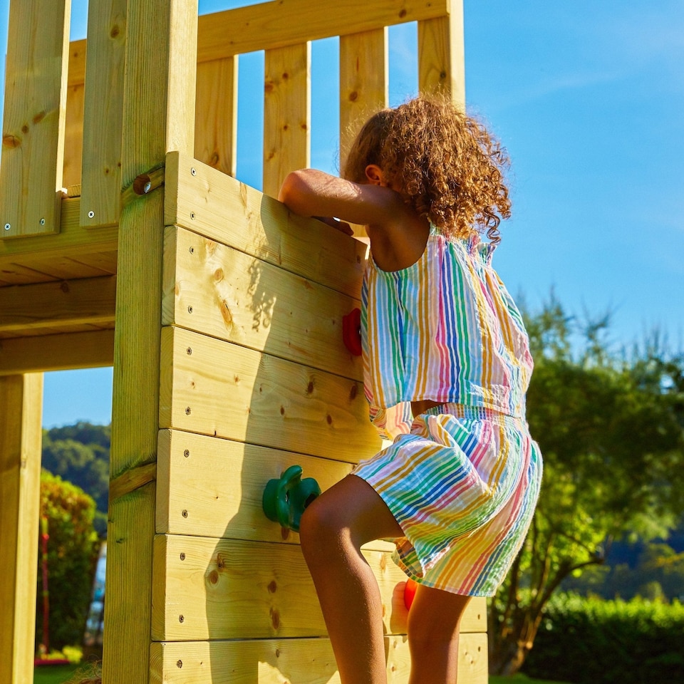 image 1 of TP Skywood Wooden Tower Climbing Frame with Ripple Slide - FSC® certified
