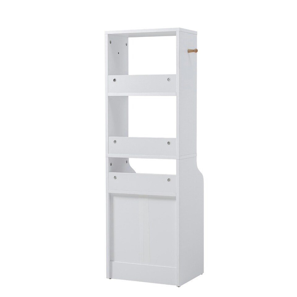 image 1 of Living and Home 3-Tier Slim Storage Shelving Unit with Lockable Drawer - White