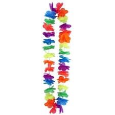 Multi-Coloured Hawaiian Fabric Flower Lei 100cm