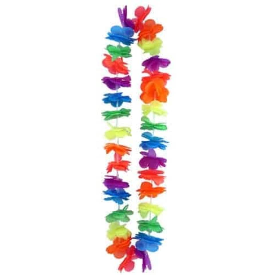 Multi-Coloured Hawaiian Fabric Flower Lei 100cm