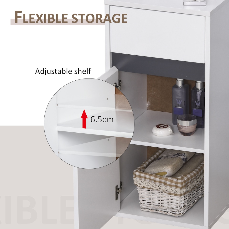 image 1 of HOMCOM Modern Minimalistic Bathroom Storage Cabinet w  Drawer Cupboard Adjustable Shelf Door Home Organiser Sleek Beautiful Freestanding Compact White