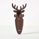 image 5 of Homescapes Brown Wall Mounted Cast Iron Stag Garden Thermometer