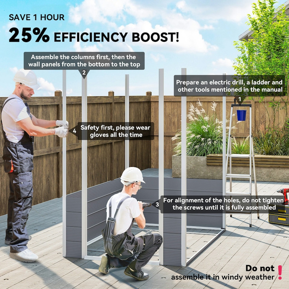 image 1 of Outsunny 4 x 6ft Garden Shed Storage w/ Foundation Kit, Vents, Grey