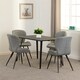 image 3 of Marlow Dining Set with Quebec Chairs Black | Black Marble/Grey Faux Leather