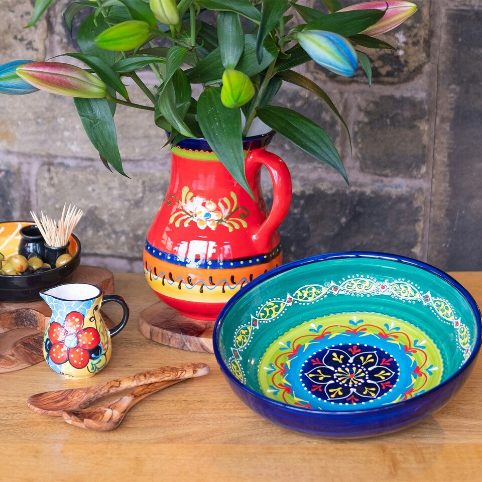 image 1 of Verano Spanish Ceramics Classic Spanish Large Bowl - 30cm Floral Multi