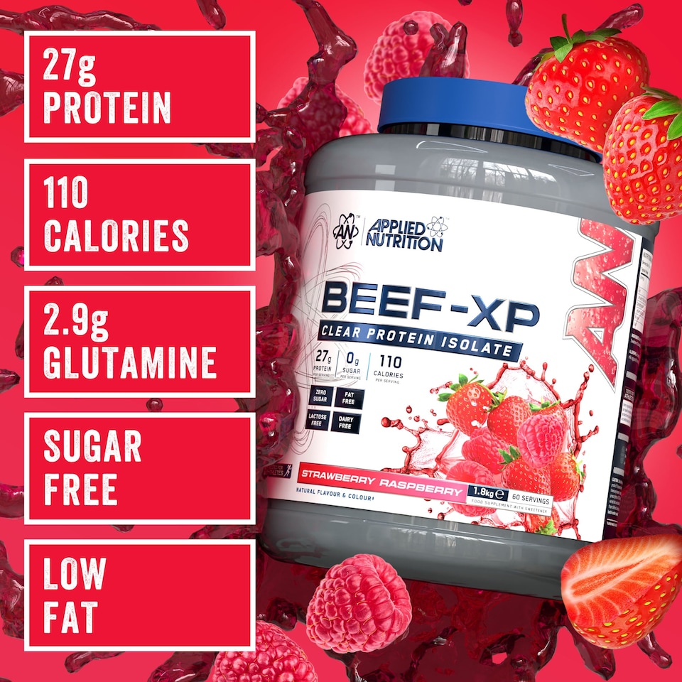 image 1 of Applied Nutrition Beef-XP Clear Protein Isolate Powder - Strawberry Raspberry - 60 Servings