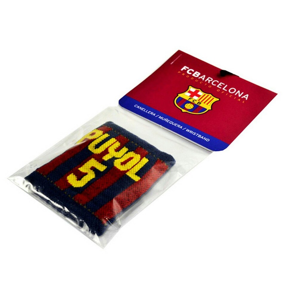 FC Barcelona Official Carles Puyol Football Player Wristband - Scarlet/Blue - One Size
