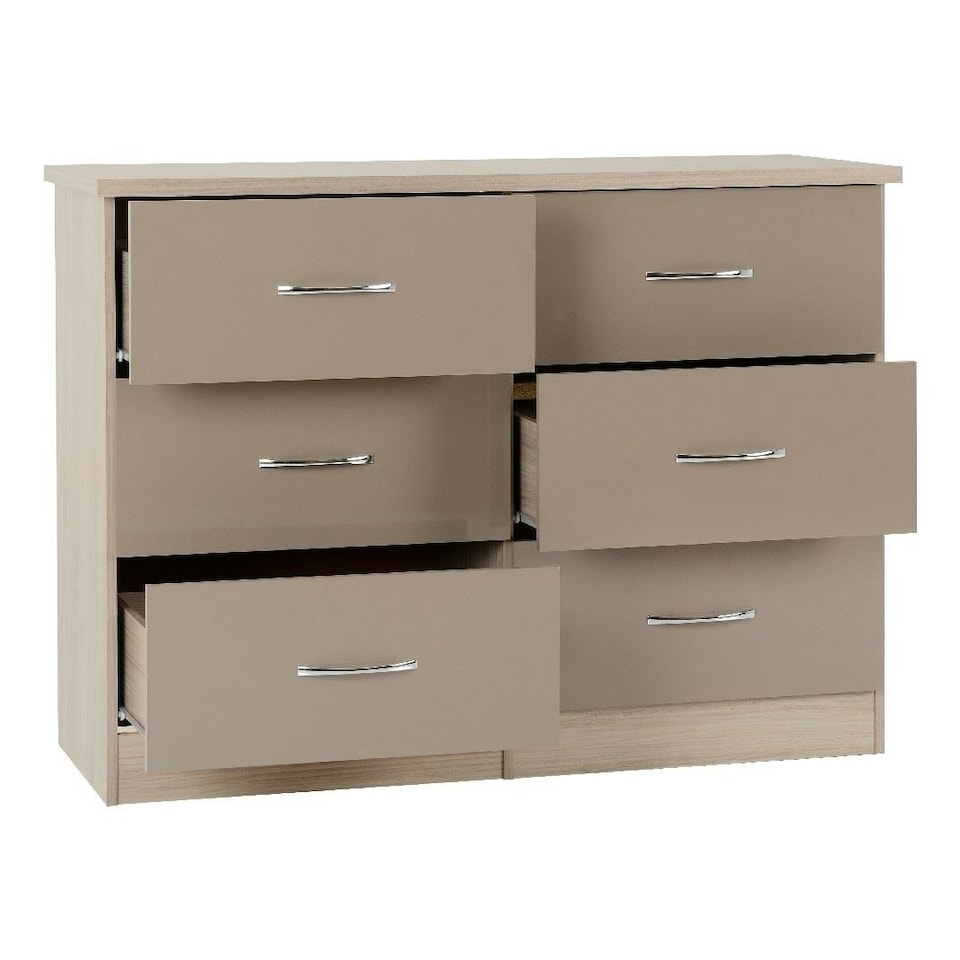 image 1 of Nevada 6 Drawer Chest Grey | 3D Effect Grey