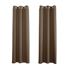 Brown Blackout Curtains - Eyelet Thermal Curtain - 66 x 72 Inch Drop - 2 Panel | Brown | One Size