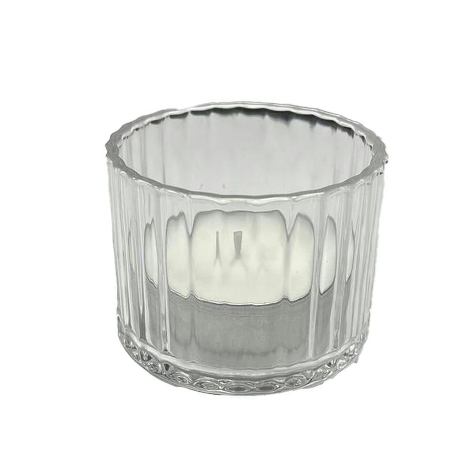 image 1 of Set of 3 Premium Ribbed Glass Tealight Holders (Includes 3 free Tealights) | Clear | One Size