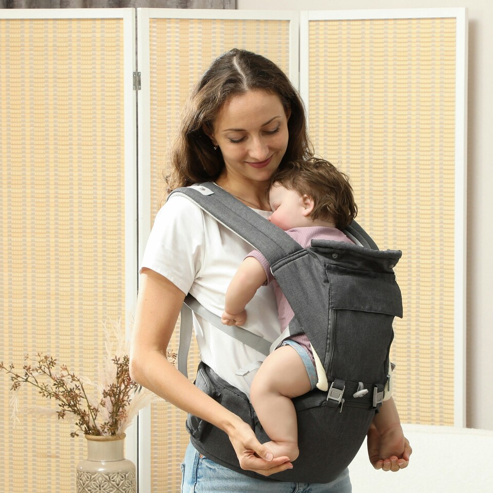 image 1 of AIYAPLAY 6-in-1 Baby Carrier for Newborn, Toddler with Removable Seat, Grey