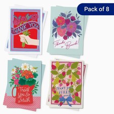 Floral Thank You Card Pack - Pack of 8 (4 Designs)