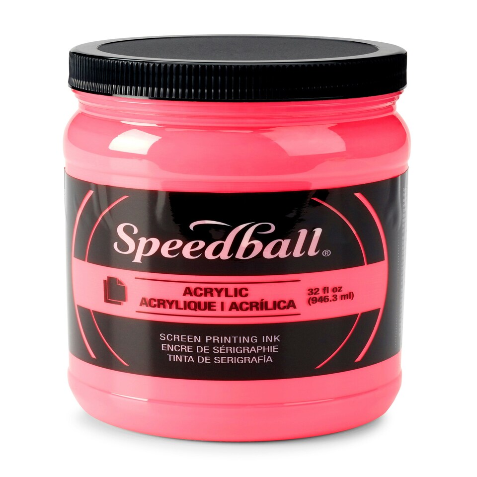 Speedball Fluorescent Acrylic Screen Printing Ink, Fluorescent Hot Pink, 32oz