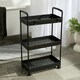 image 9 of OHS 3 Layer Home Shelving Storage Organiser Trolley Cart - Black Black