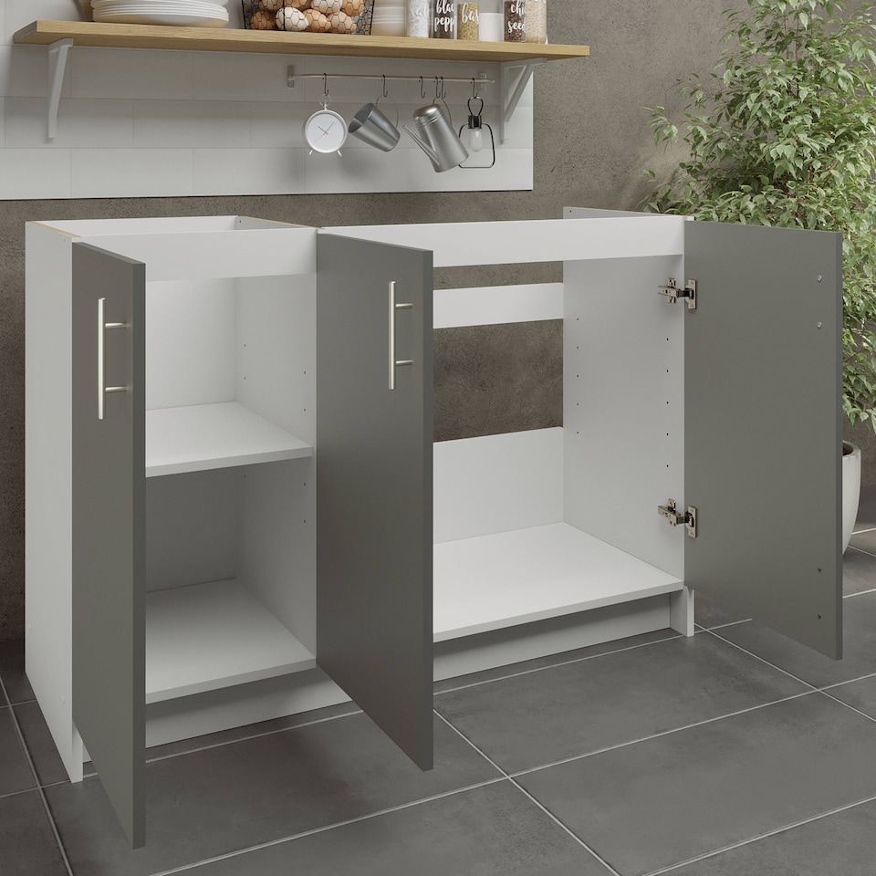 image 1 of JD Greta Kitchen Base Sink Unit 1200mm Cabinet With Doors 120cm - Grey Matt