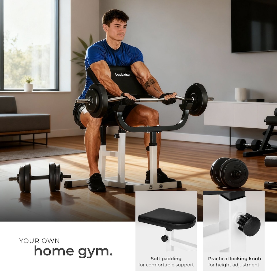 image 1 of Bicep curls weight bench