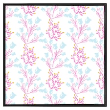 Pink & blue flower design (Picture Frame) Black | L
