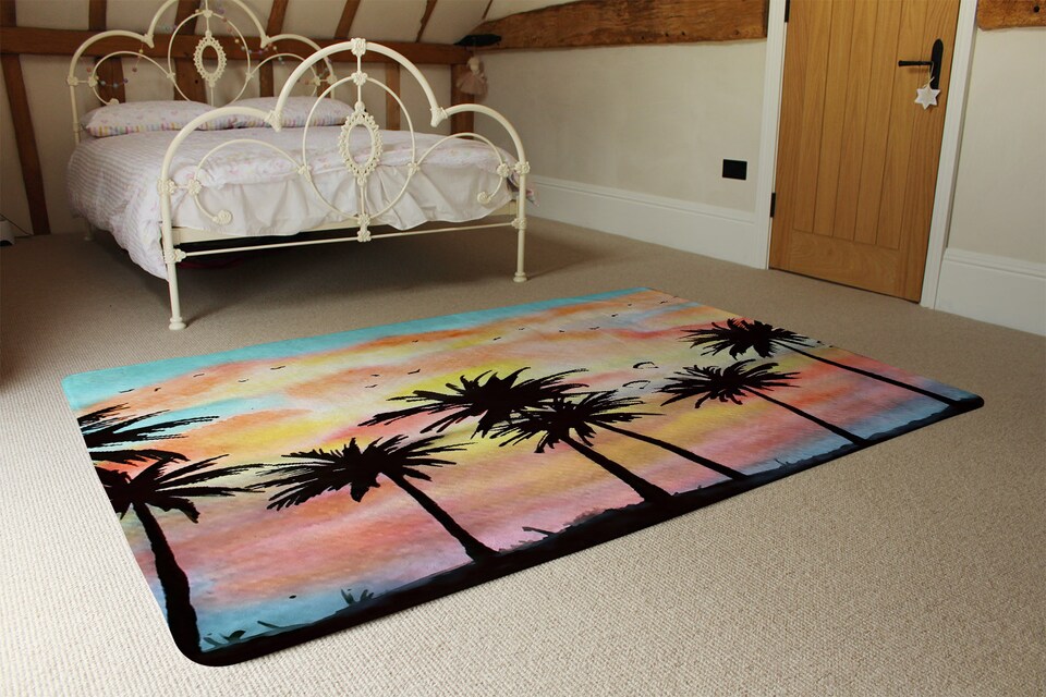 image 1 of Palm Trees At Sunset Rug | Multi