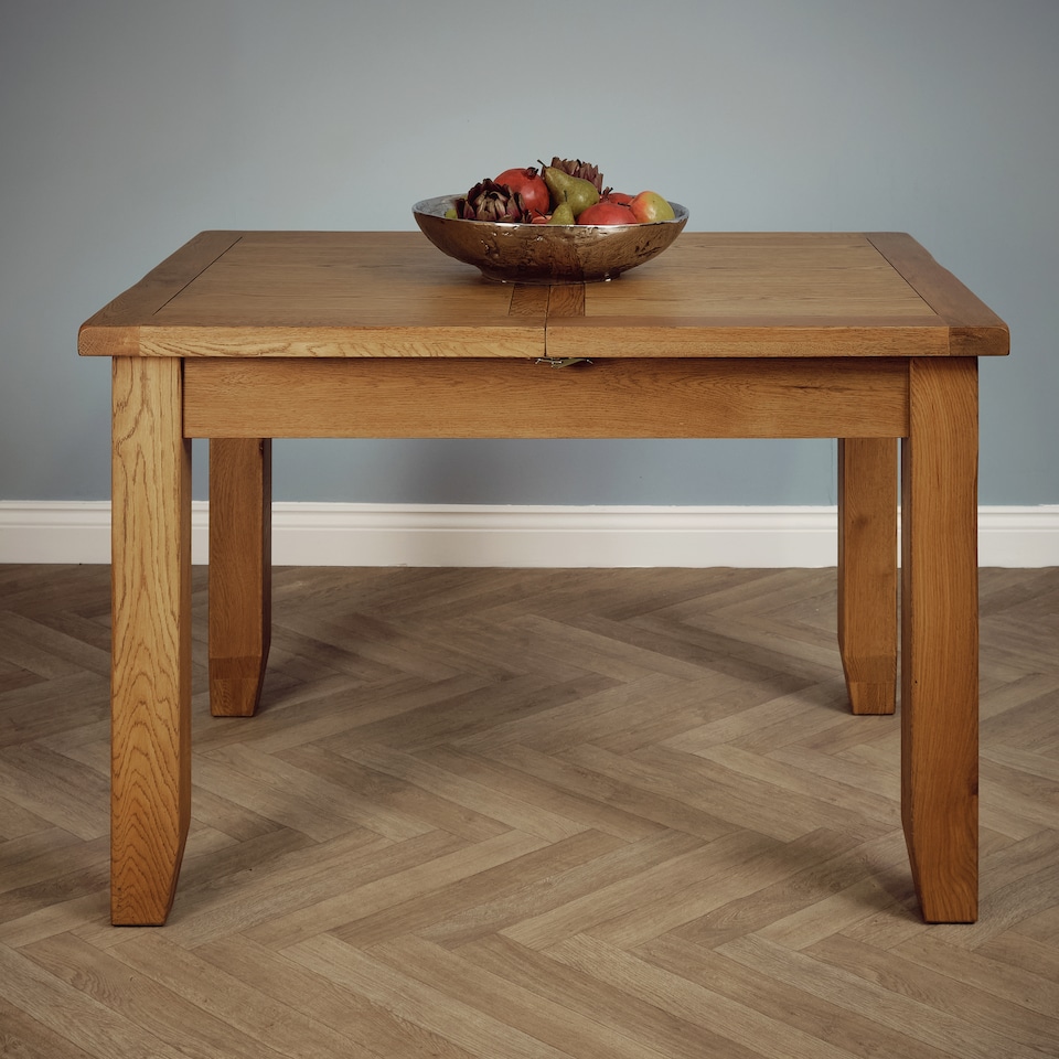 image 1 of Rustic Oak Extending Dining Kitchen Table 78×90×120 cm Extending to 150 cm