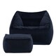 image 1 of Natalia Velvet Adults Bean Bag Armchair and Pouffe, Ready Filled Large Beanbag Midnight Blue | Blue | Midnight Blue | XL | 2
