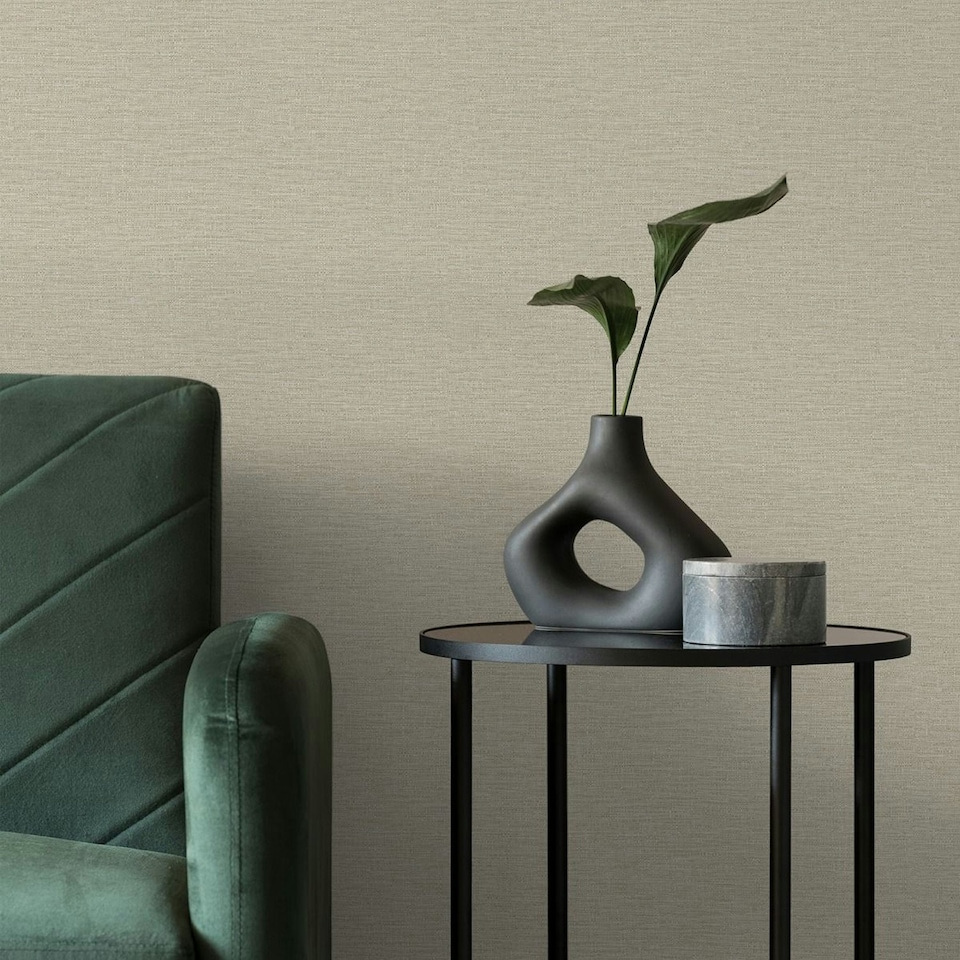 image 1 of Grandeco Telma Hessian Vinyl Textured Wallpaper - Taupe - 10.5m x 53cm | Brown
