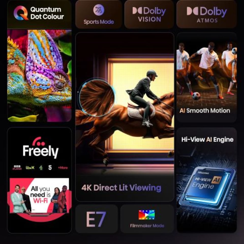 image 1 of Hisense 50E7QTUK 50inch 4K UHD QLED SMART TV WiFi Dolby Atmos