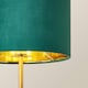 image 5 of ValueLights Christina Green Velvet with Gold Inner Drum Shade Gold Palm Leaf Table Lamp | Gold