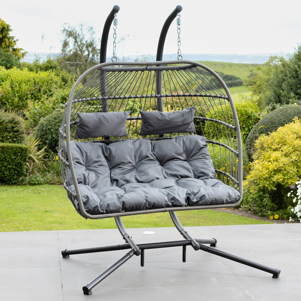 image 1 of Haversham Swinging Double Garden Seat - Dark Grey