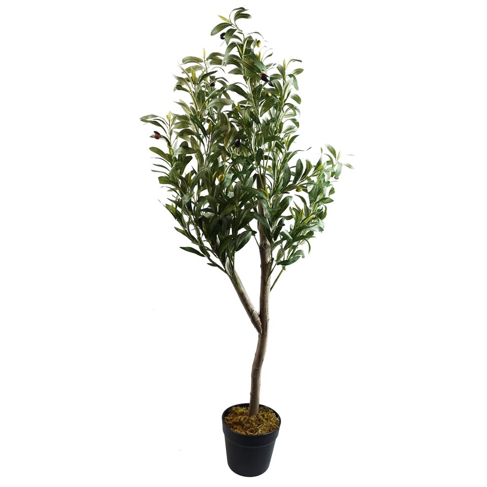 image 1 of 120cm Artificial Natural Look Olive Tree with Wooden Trunk | Green | 4ft